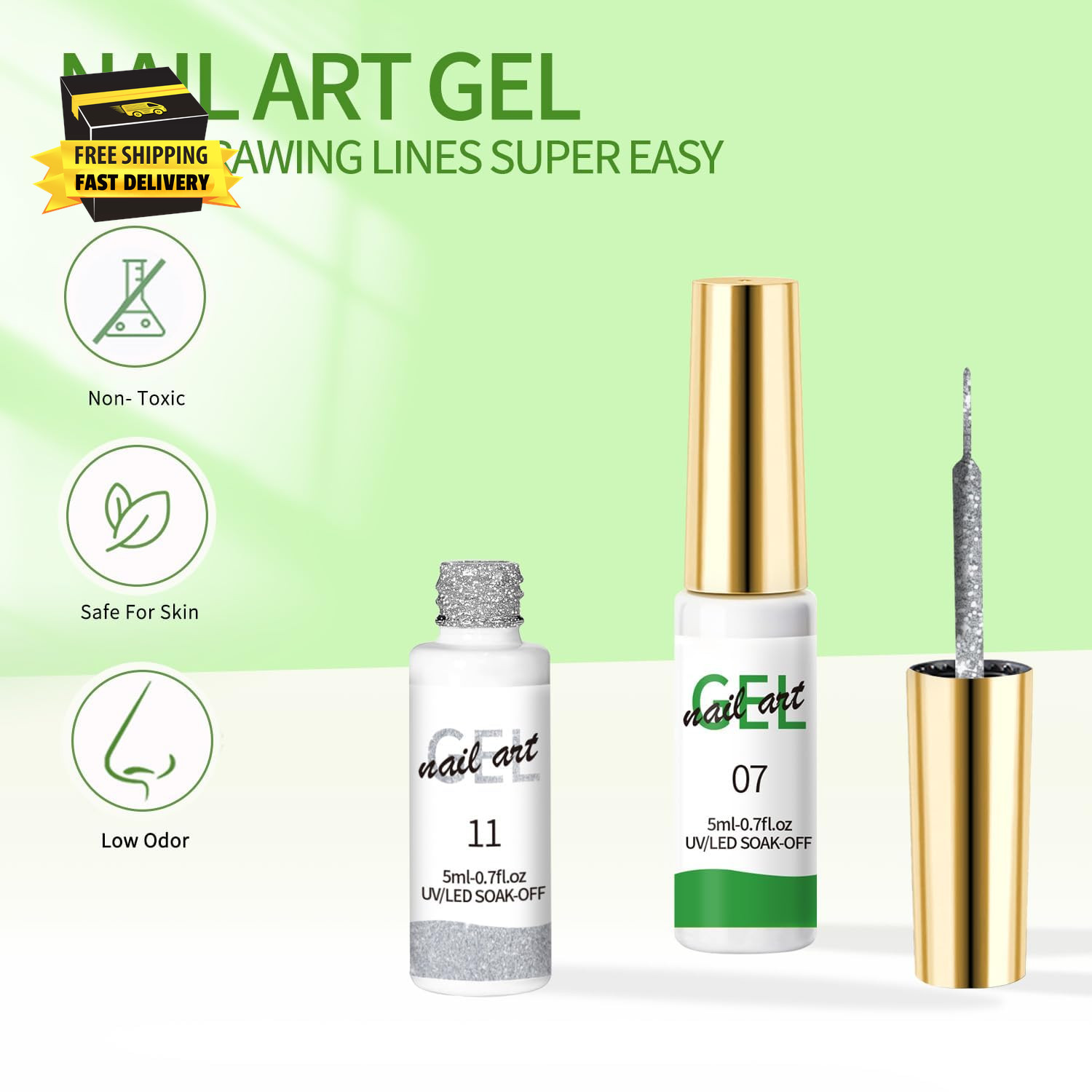 Nail Art Gel Nail Polish Set Liner Gel Line Art Painting DIY, Ultra-Fine Brush H