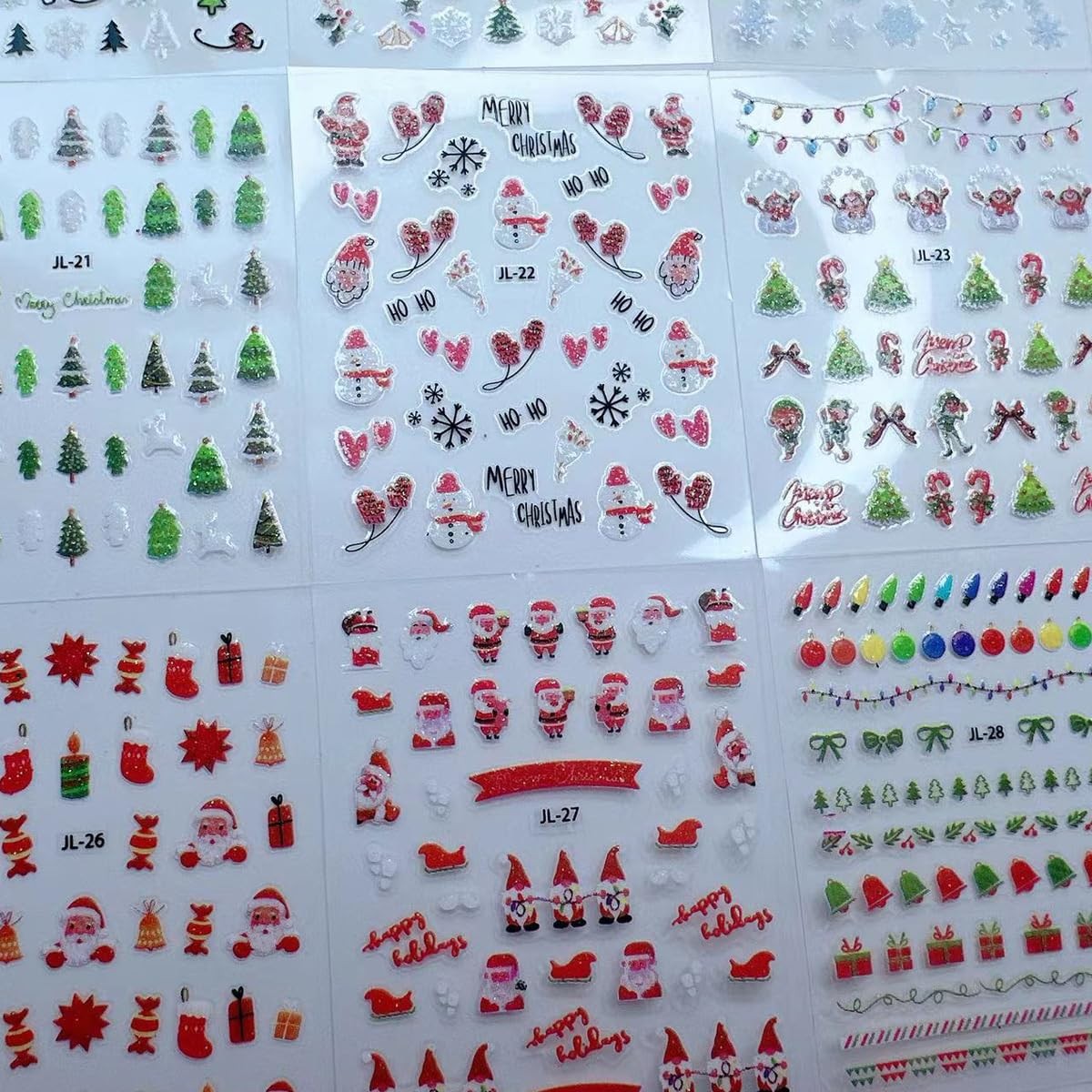 Glitter Christmas Nail Art Stickers for Set 3D Self- Adhesive Nail Supplies S…