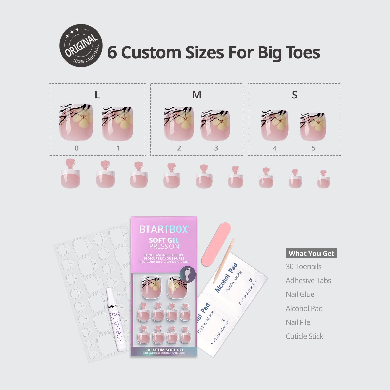 BTArtbox Press On Toenails Short – Isle Plumeria Pedi, Easy-to-Apply Flower F…