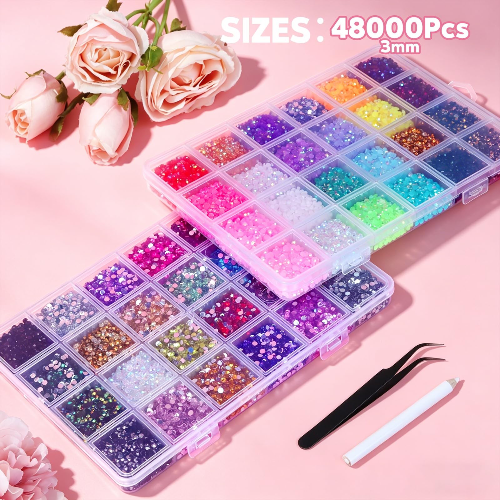 Bedazzler Kit with Rhinestones, 48000Pcs 3mm Resin Jelly Rhinestones for Beda…