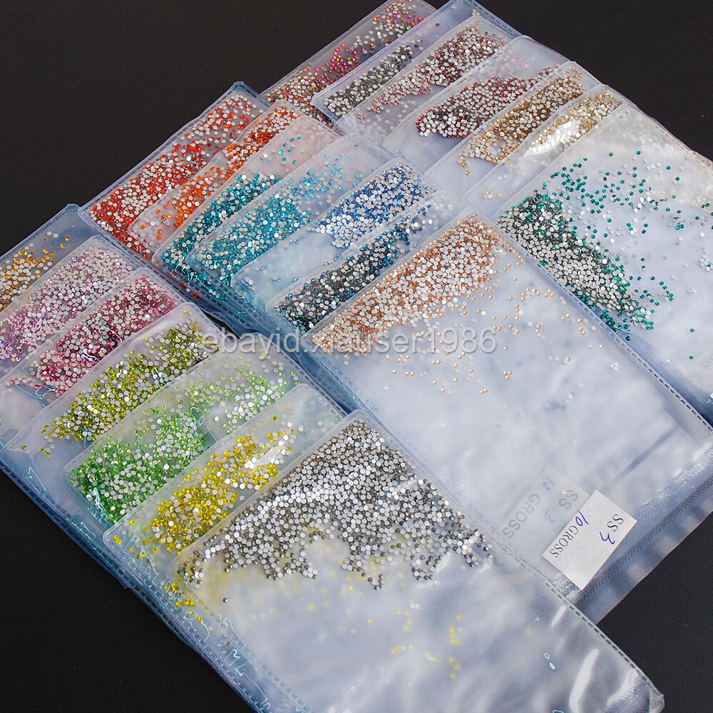 1440p SS3(1.3mm) Glitter Nail Art Rhinestones Flatback Crystals Nails Decoration