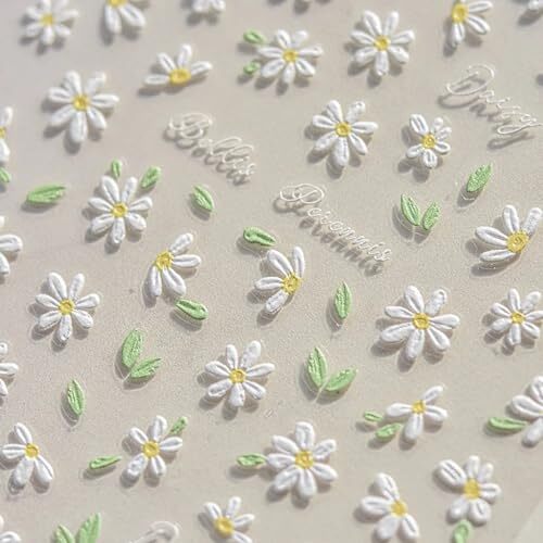 White Daisy Nail Art Stickers Flower Nail Stickers 5D Embossed Flower style2