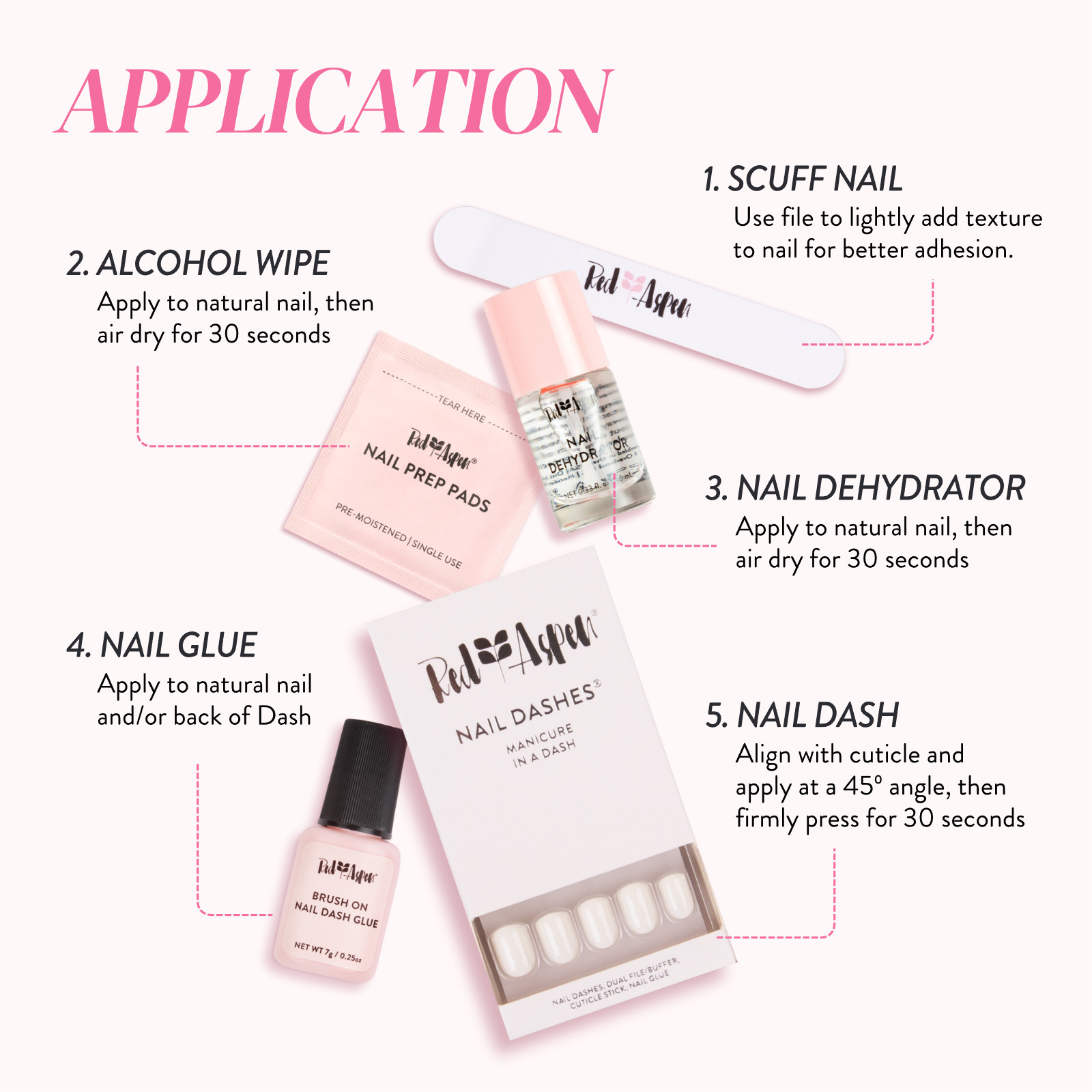 Red Aspen – Nail Dashes Press-On Nails (Glitter Me Pink, Paisley, Short Almond)