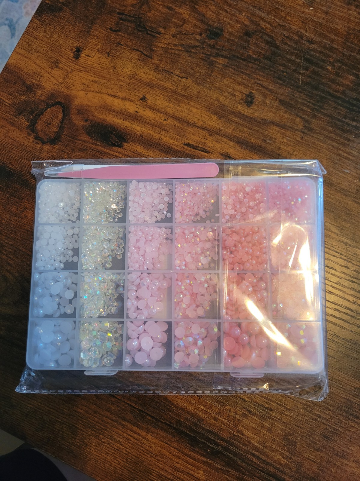Anower 9000pcs Flatback Resin Pearl Rhinestones, Round Pink/Clear, Nail Art