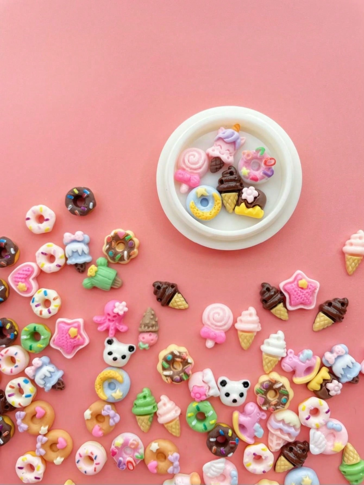 50pcs/Bag Cute Miniature Resin Food Toys Random Color Diy Cream Glue Cartoon