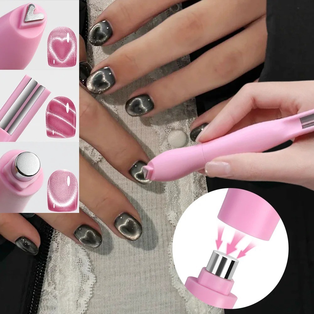 Cat Eye Nail Magnet Pen 3in1 Heart Double Line Star Snake Nail Art