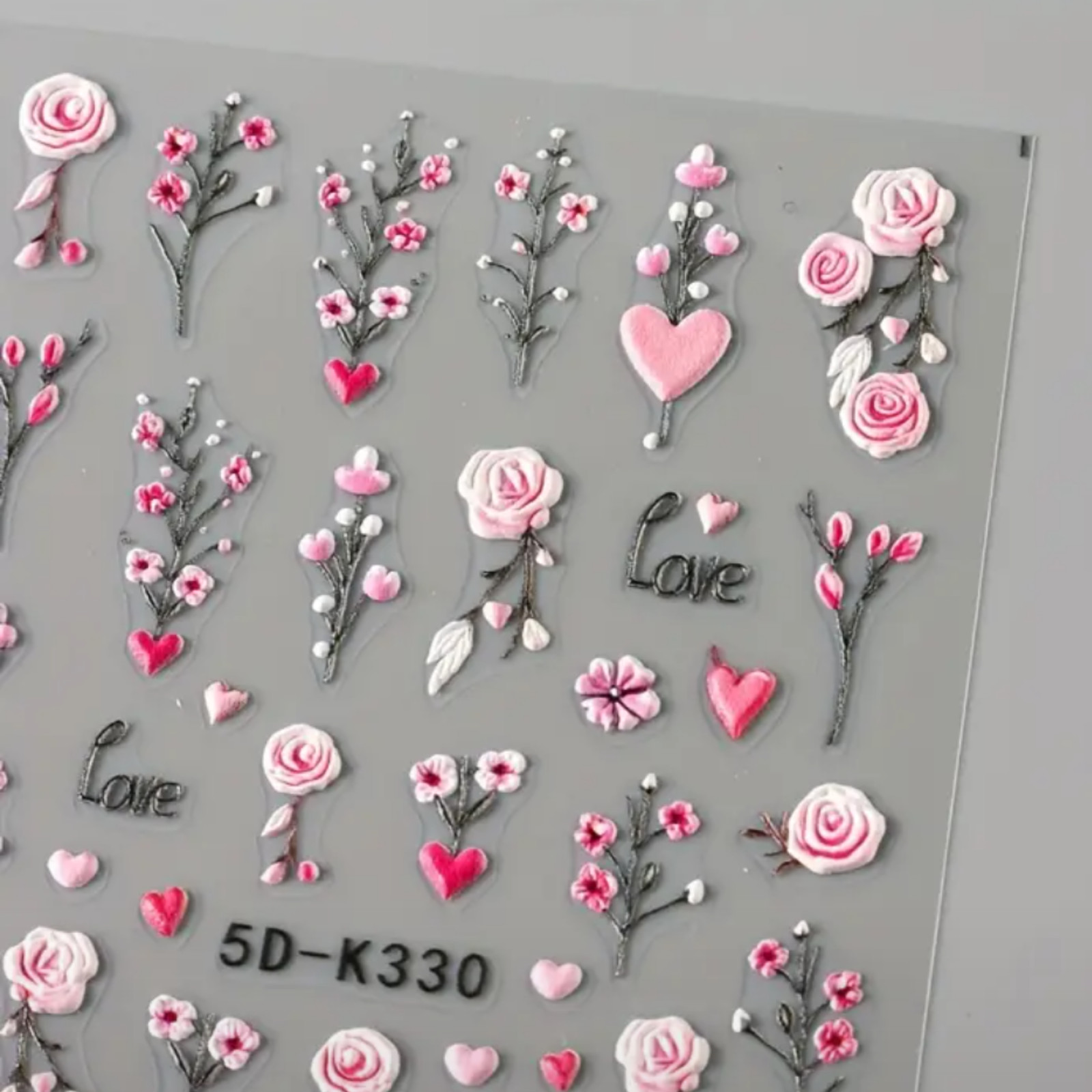 5D Embossed Floral Nail Art Stickers, Valentine’S Day Rose,Perfect for Women And
