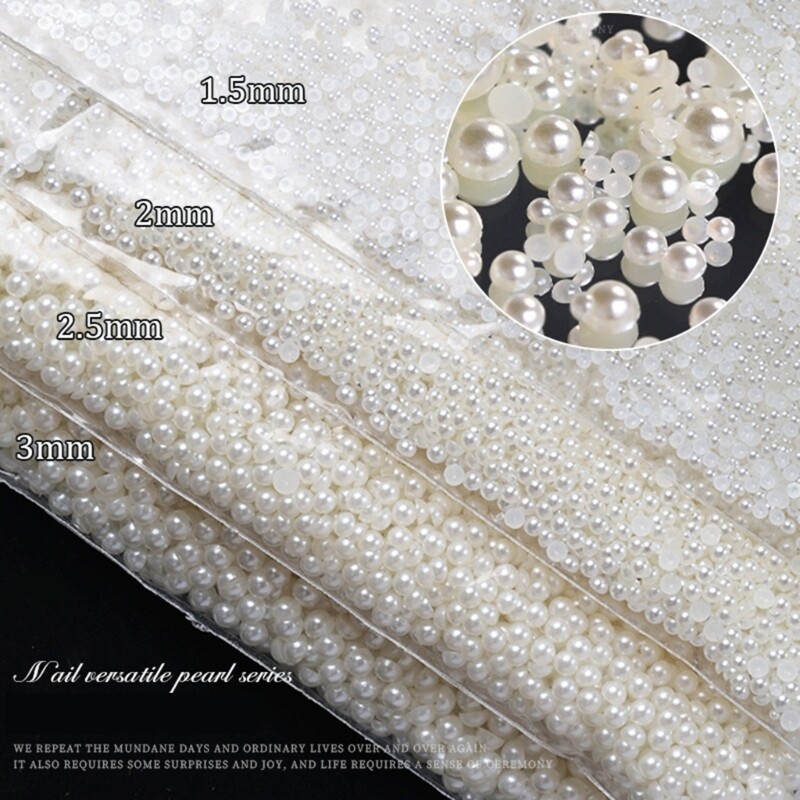 10000 Nails Art Beads,Flat Back Half Round Pearls,Nails Art Accessories