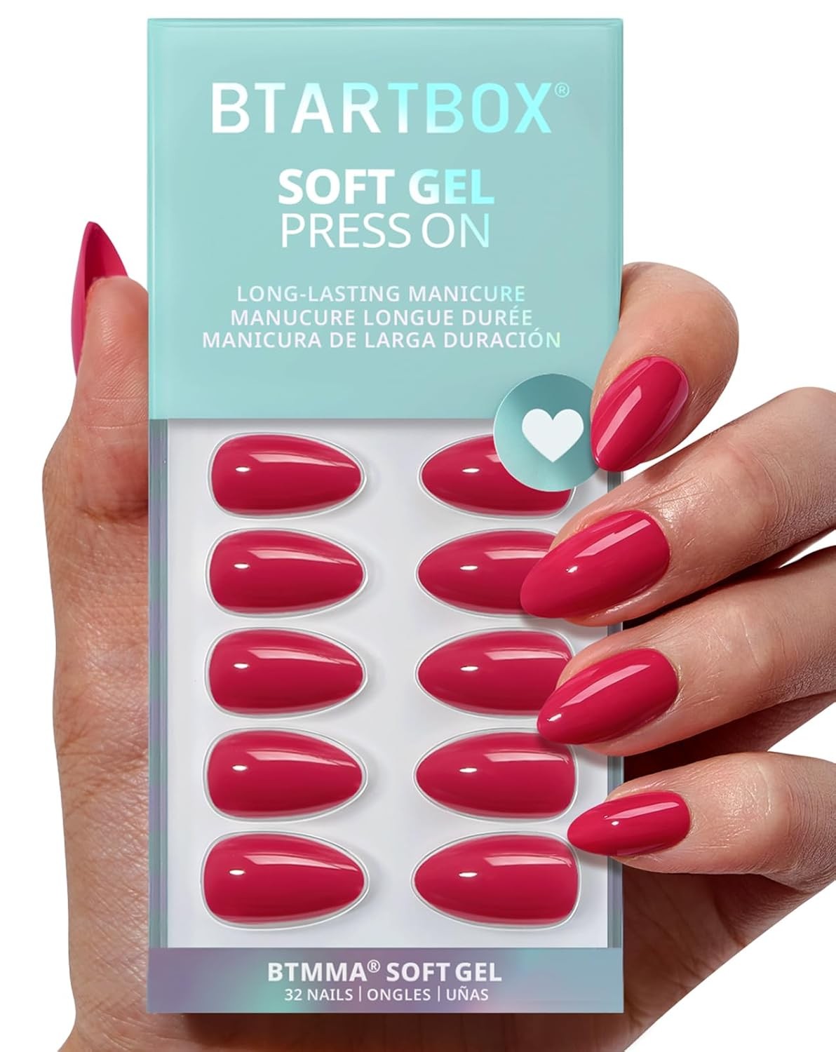 BTArtbox Press On Nails – Pastel Baby Pink Short Gel Glue On Nails for Women