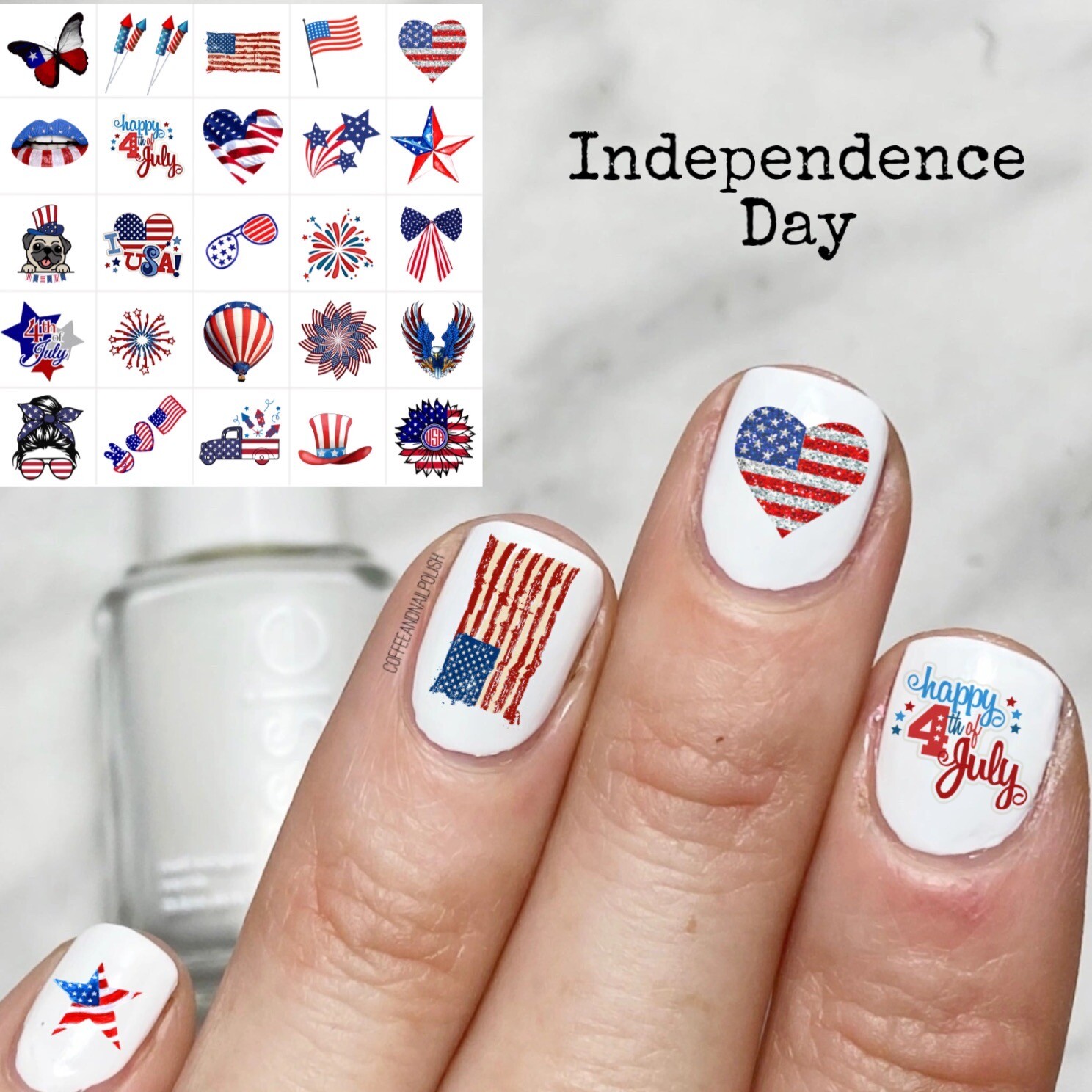 Independence Day 4th Of July Set 4 Waterslide Nail Decals Set Of 50 Instructions