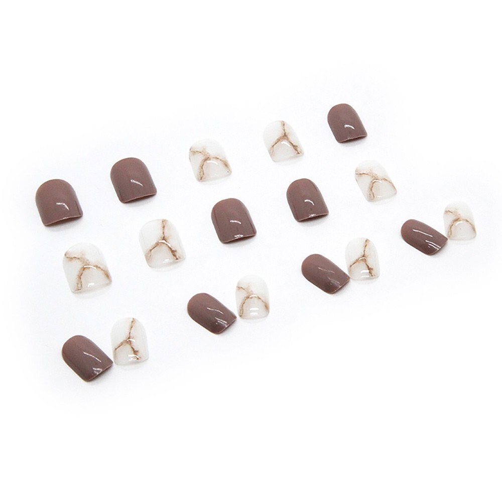 Short Minimal Marble Dyed Elegant Nail Patch Set (Glue-Style)