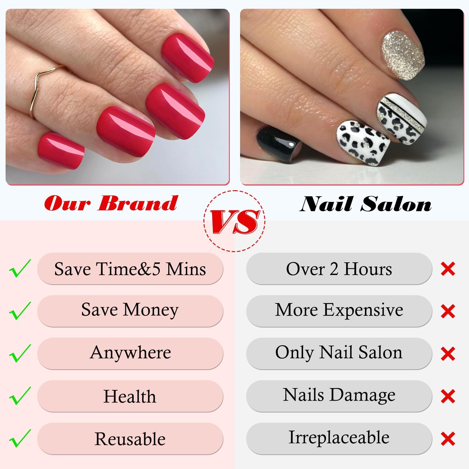 LoveOurHome 240pc Square Press on Nails Short Fake 0 Fl Oz (Pack of 240), Red
