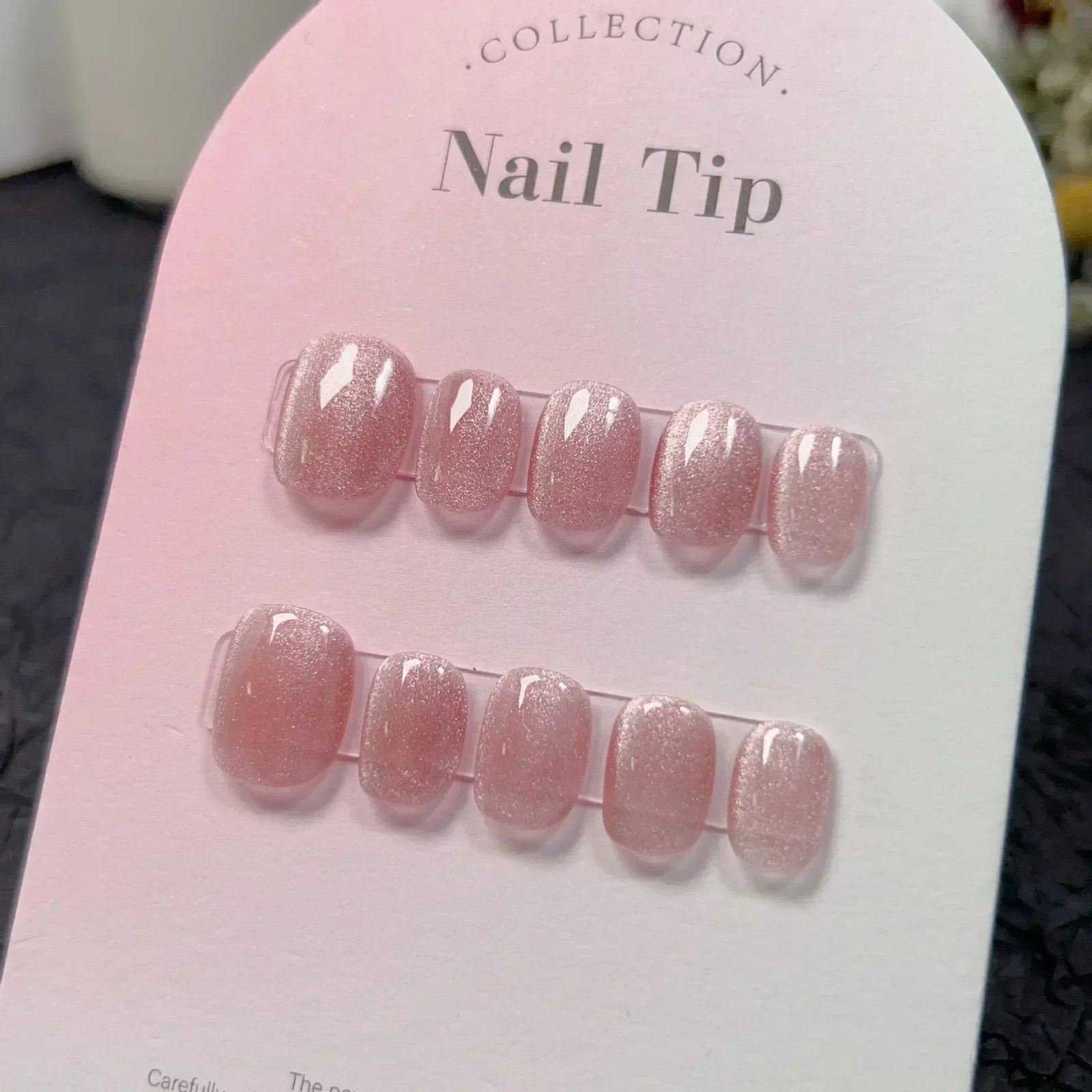 10Pcs Short Handmade Nails Cat Eyes Wearable False Nails Full Cover Nail Tips