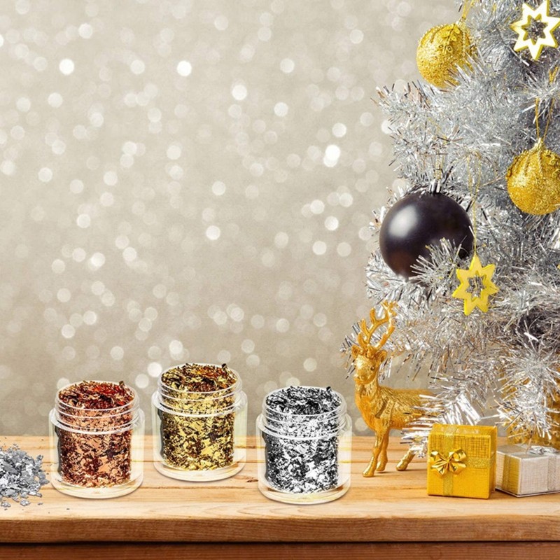 Gilding Metallic Foil Flakes Set for and Resin Jewelry Making Metal Leaf