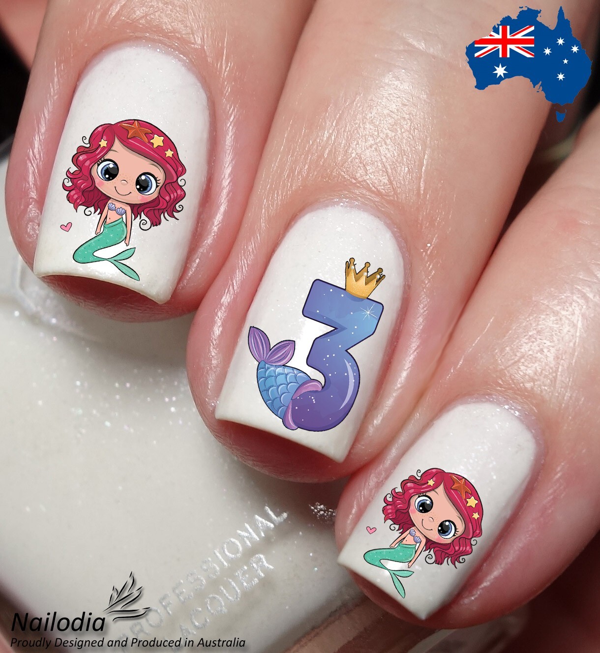 Birthday Mermaid Numbers Nail Art Decal Sticker Water Transfer Slider
