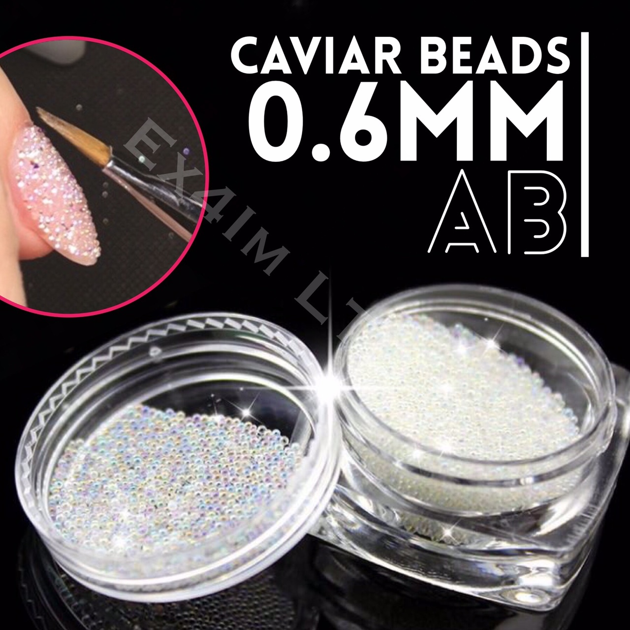 0.6mm AB Crystal Glass Caviar Beads Tiny 3D Micro Pixie Mermaid Nails Art Hot