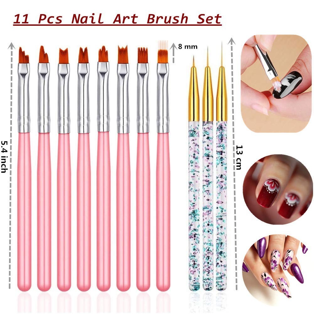 11-Piece Nail Art Brush Set for Stunning UV Gel Designs – Perfect for Beginners