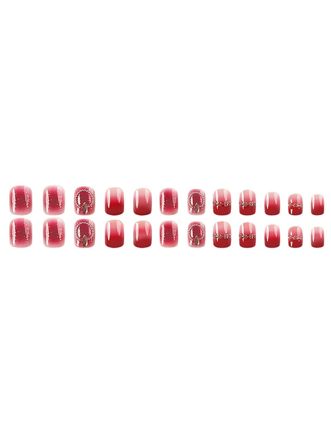 Secret Lives Glossy Reusable Artificial Wine Color with Small Stone Chain 24 set