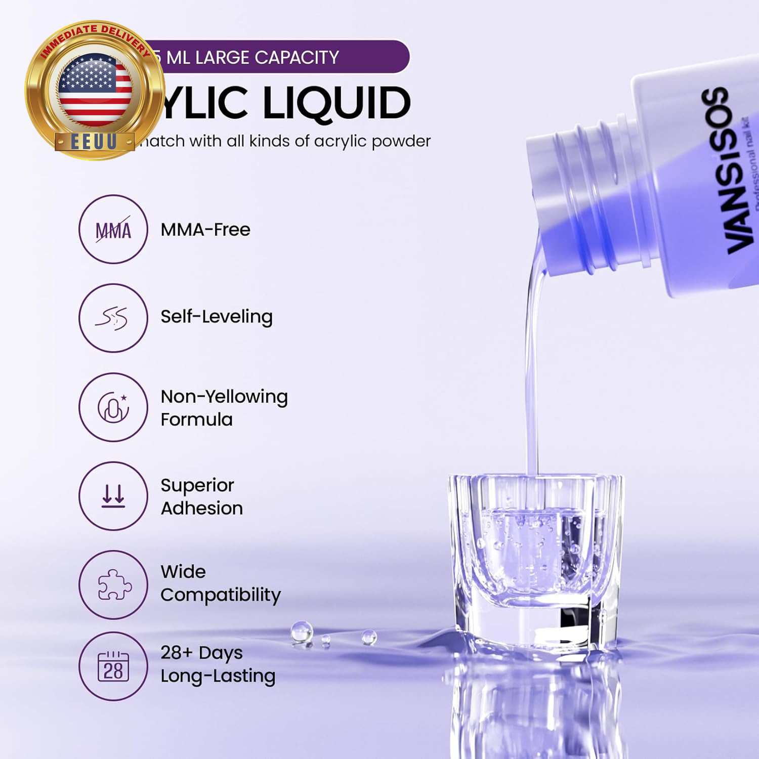 Acrylic Nail Kit: 30G Clear Acrylic Powder and 75Ml Liquid Set with Nail Brush a