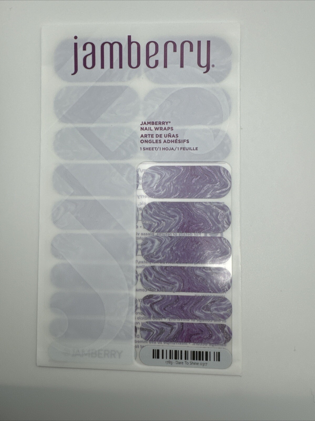 Jamberry Nail Wraps Dare To Shine Full Sheet (purple Sparkle graphic/matte)