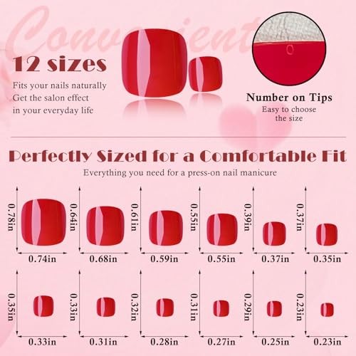 Press on for Women, 576pcs Toe Nail Press ons Short Square Fake Toenails