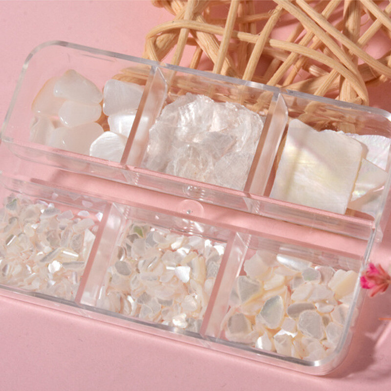 6 Grids Nail Art Abalone Shell Irregular Fragment 3D Charm Decoration Slice DIY