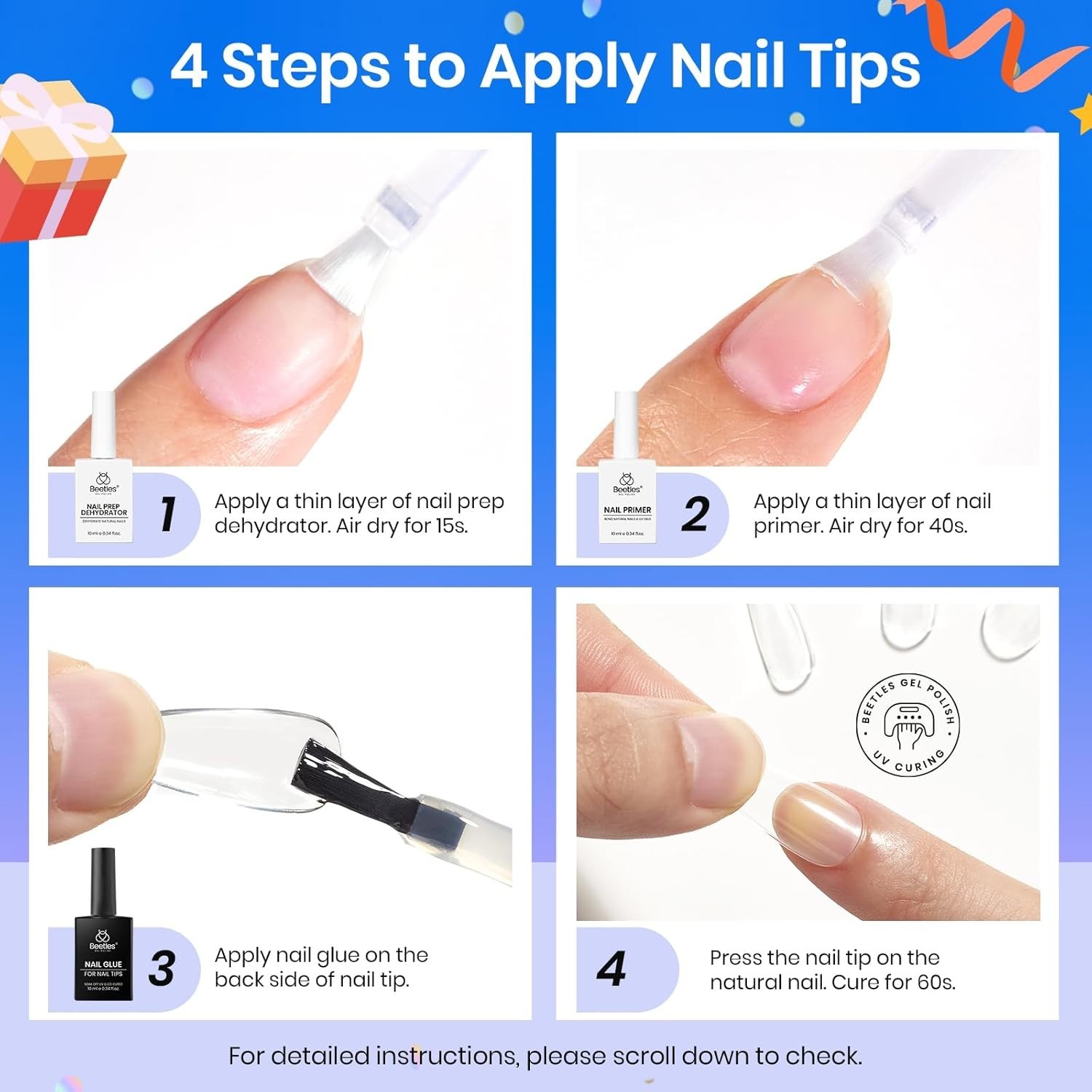 Beetles 3Pcs Gel Nail Glue Kit – Acid-Free & Hema-Free for Longer-Lasting Nails