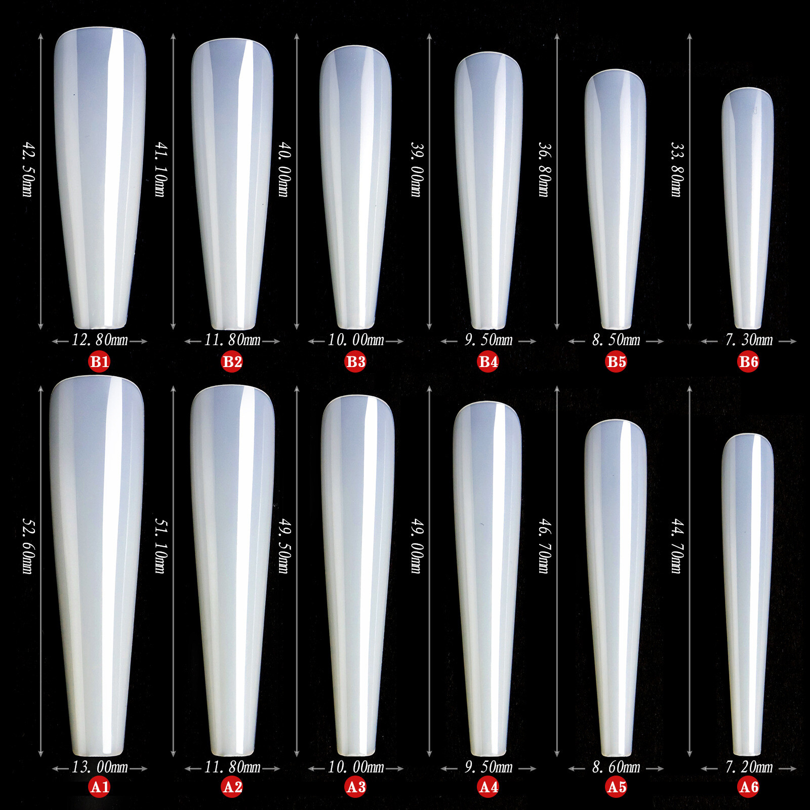 504pcs 4XL Clear Nail Art Tips Ballerina Shape XXXXL Long Full Cover Nails DIY