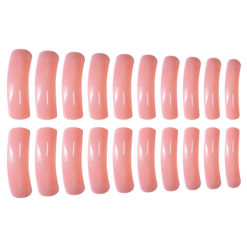 60Pcs Extra Long Almond Nails, Solid Nude Pink Glossy Nail Set