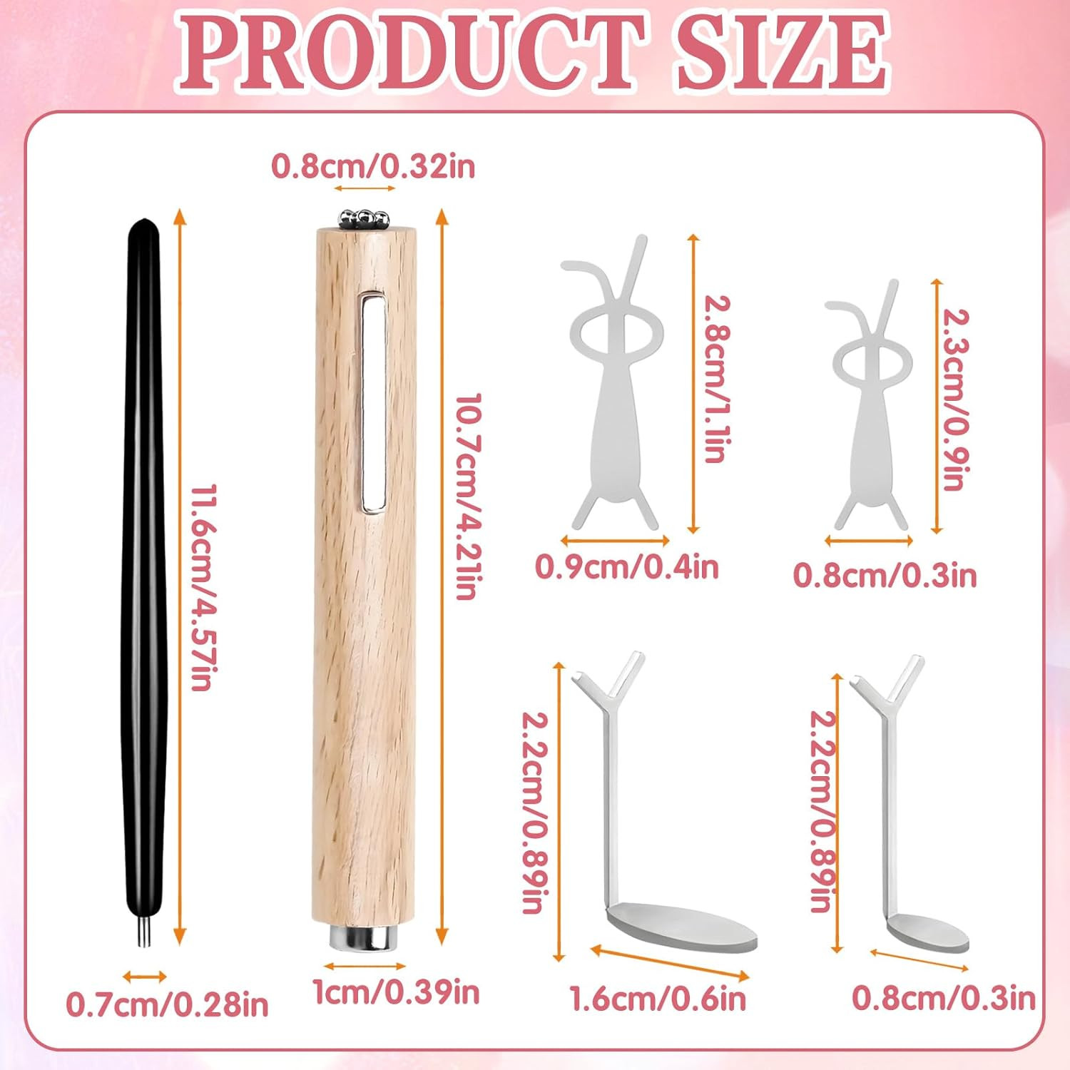8-Piece 3-in-1 Cat Eye Nail Magnet Tool Set with Wooden Handle for Gel Polish