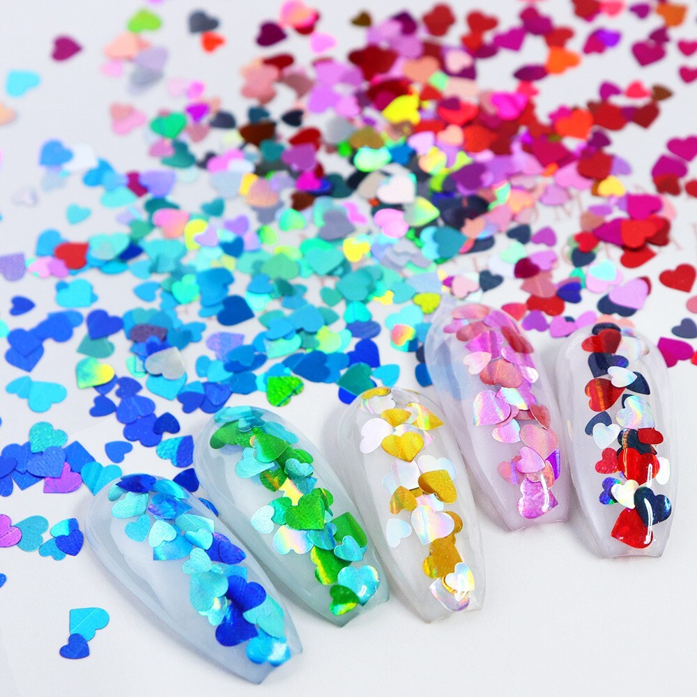 12 Grids Sparkly Love Nail Art Glitter Sequins Flakes Nails Stickers Decortion