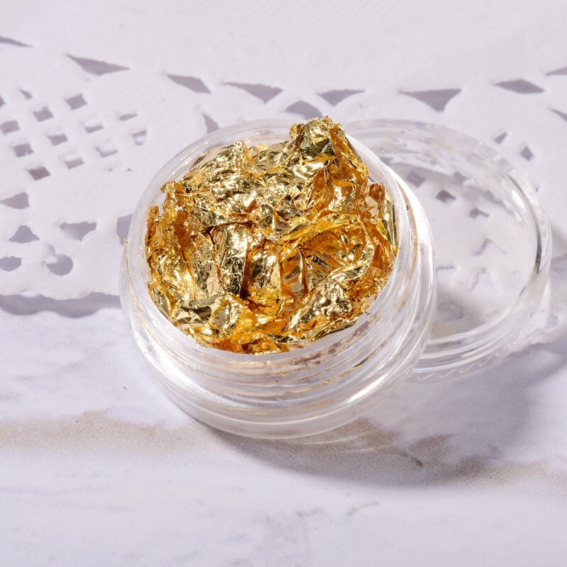 Nail Foil Paper Sequin Flakes Fingernail Art Sticker DIY Decoration Gold Silver