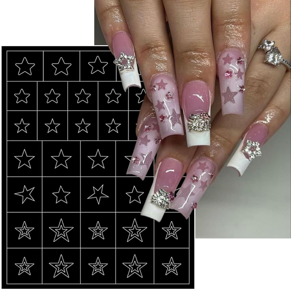 6 Pcs Airbrush Nail Stencil Set with Flower & Pattern Designs