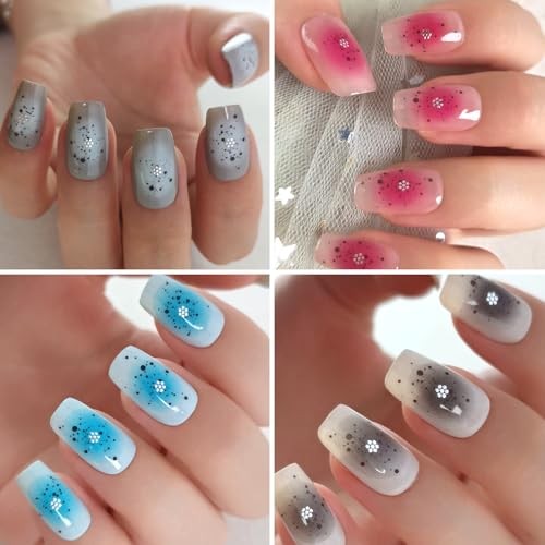 12 Sheets Gradient Blend Nail Art Stickers for Girl Women, 3D Self Style-001