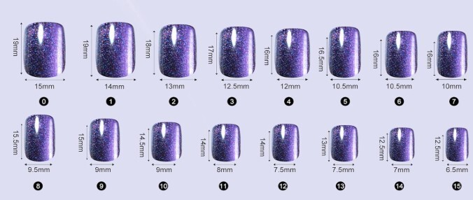 24 Matte Black Chrome Rim Press On Nails Square w/ glue silver