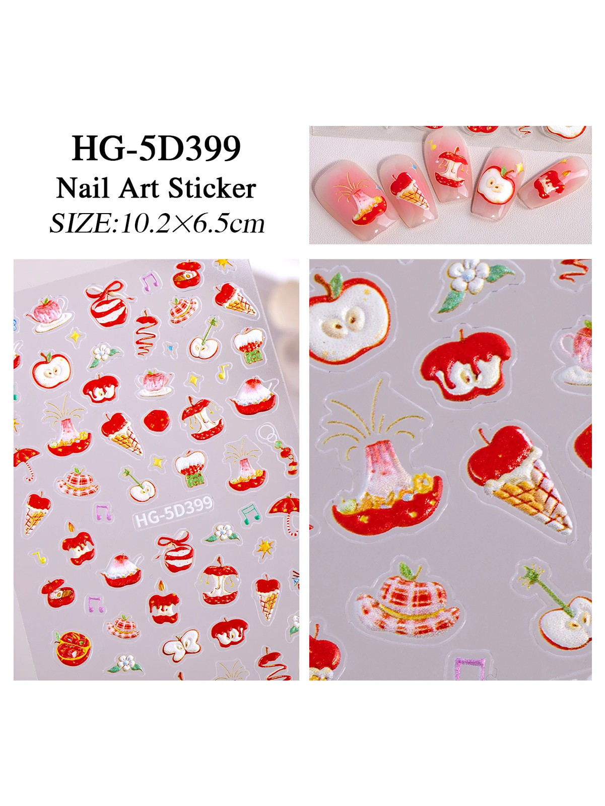 Pure Lace and Lace Nail Stickers 5D Embossed Sweet and Cool Cartoon Nail Sticker