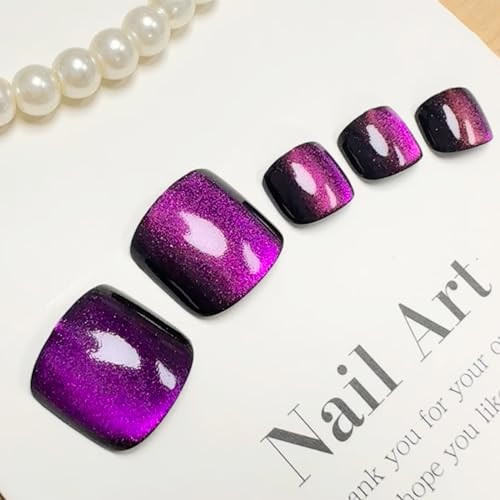 Press on Toenails Glitter Fake Toe Nails Purple False Toenails Glossy Style-1
