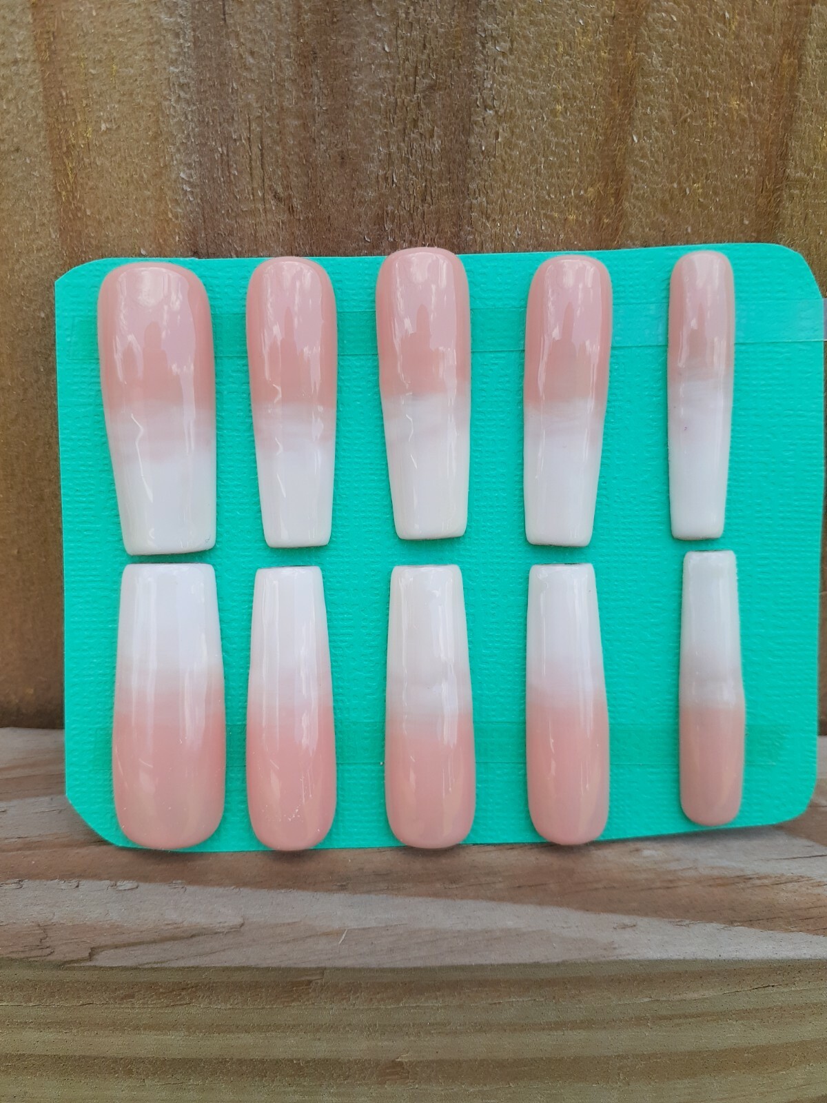 Babyboomer White Ombre Press on Nails, Nude Natural Nails, Classic Nails
