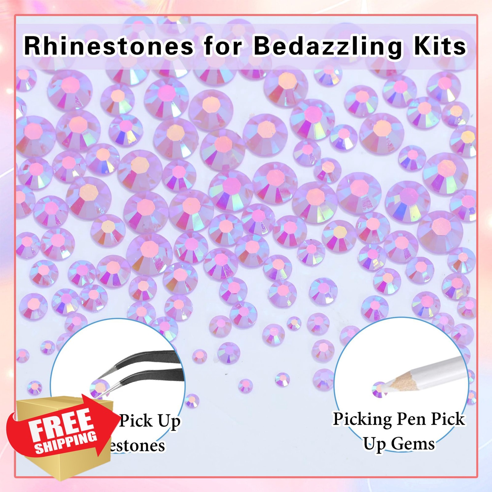 RODAKY Jelly Rhinestones for Nails Art Crafting 2-6MM Purple AB