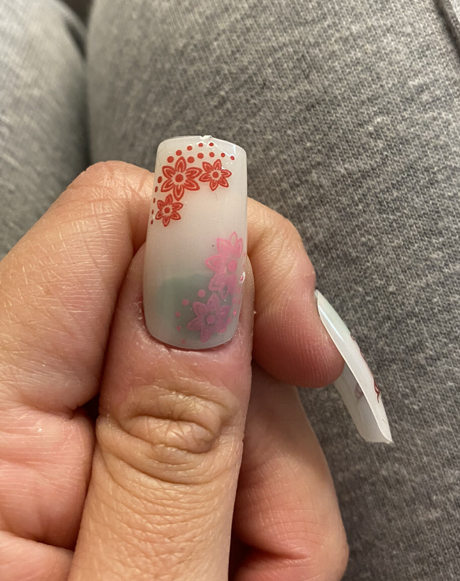 12 Sketch Henna Mehndi Arty Red Pink Butterfly Flower Nail Transfers Uk Seller