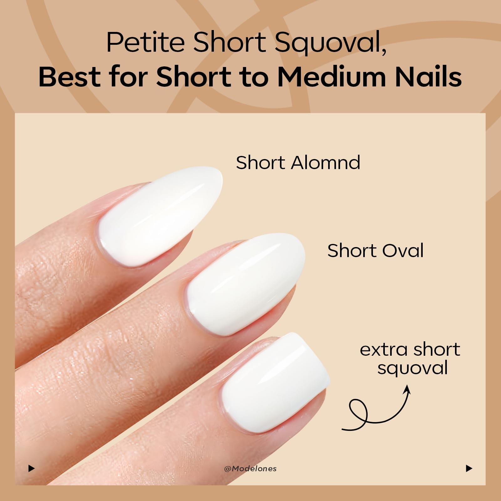 Modelones Extra Short Press on Nails, Milky White Squoval short,
