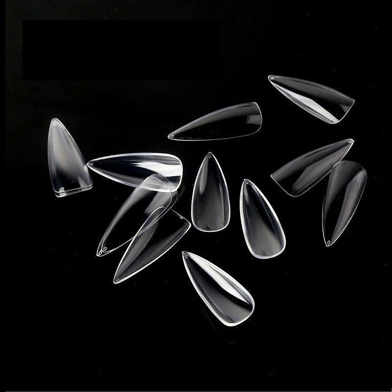 550Pcs/Box Coffin Nail Art Tips Almond Square Clear Fake False Nails Full Cover