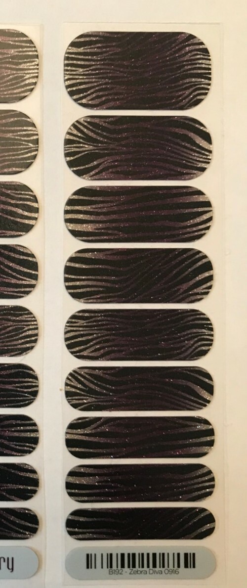 Jamberry Half Sheet Zebra Diva Purple Ombre Sparkle Finish Nail Wrap Nail Art