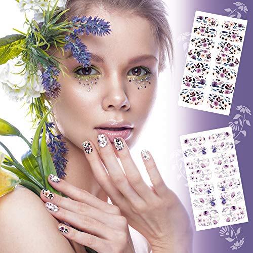 168 Pieces 12 Sheets Full Wraps Nail Polish Stickers Flower Print Bright Style