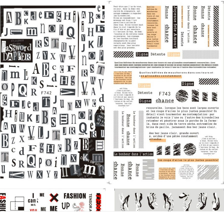 Geometric Letters Number Leaves Nail Stickers Adhesive Decals Flowers Nail NS3