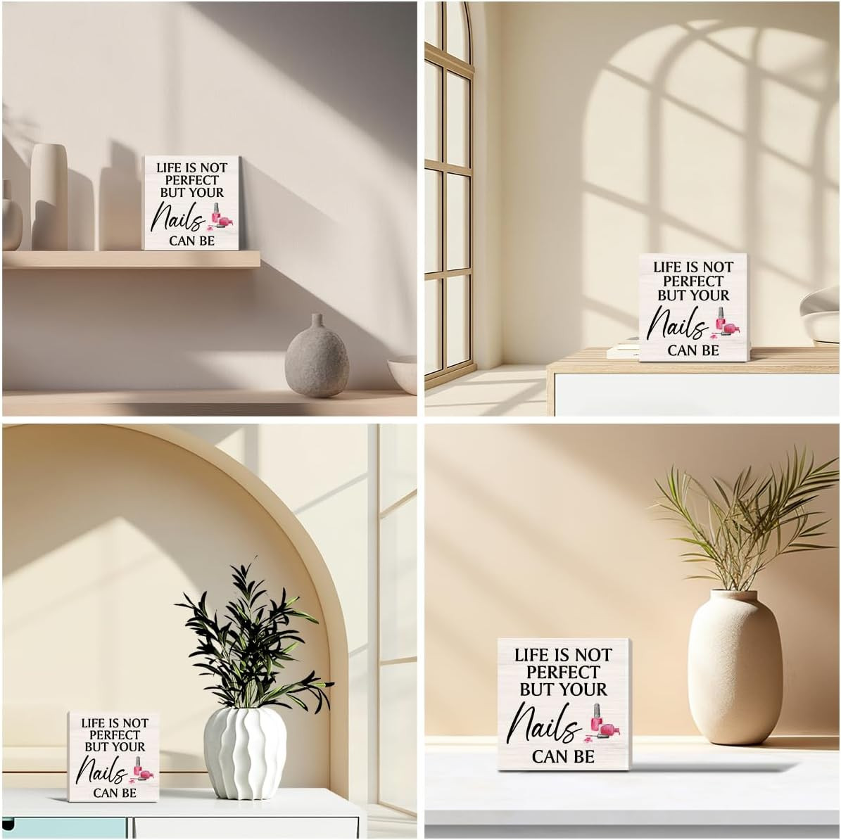 Inspirational Nail Salon Decor Wooden Box Sign, Nail Room Decor for Home Desk Ta