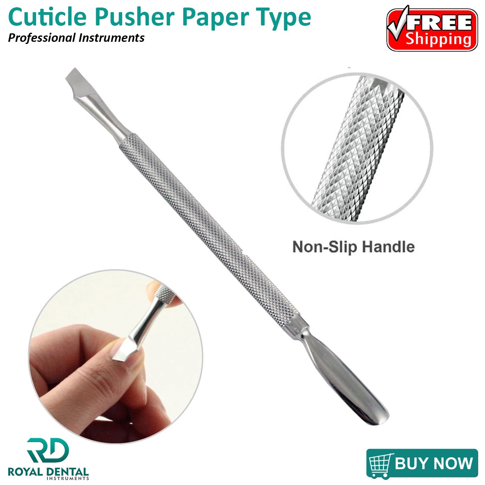 STAINLESS STEEL DOUBLE ENDED CUTICLE PUSHER NAIL CLEANER REMOVER MANICURE TOOL