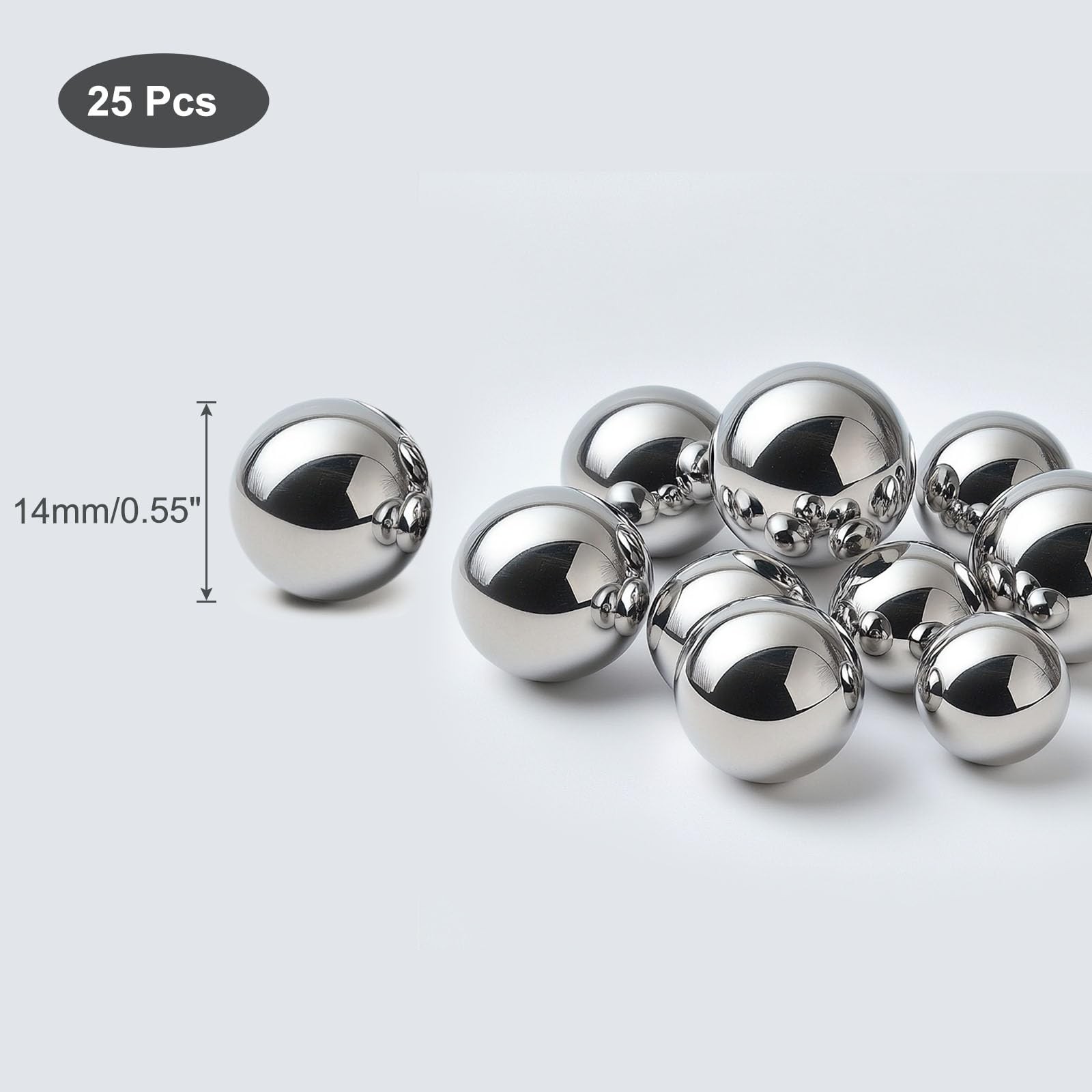 25 PCS 14mm/0.55 Inch Bearing Balls 304 Stainless Steel G100 Precision Parts