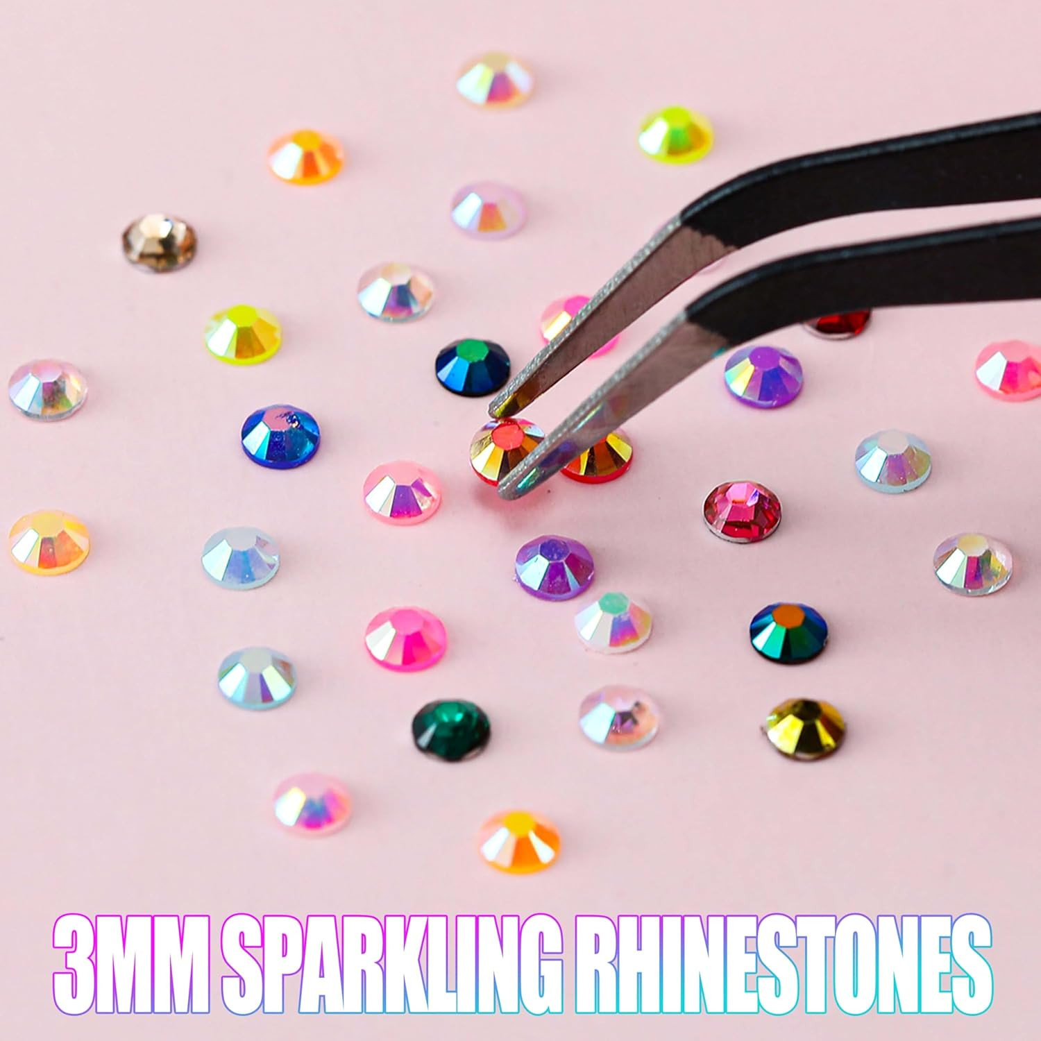 72000PCS Bedazzling Kit with 8 Boxes, 3mm Flatback Resin Rhinestones, Sparkling