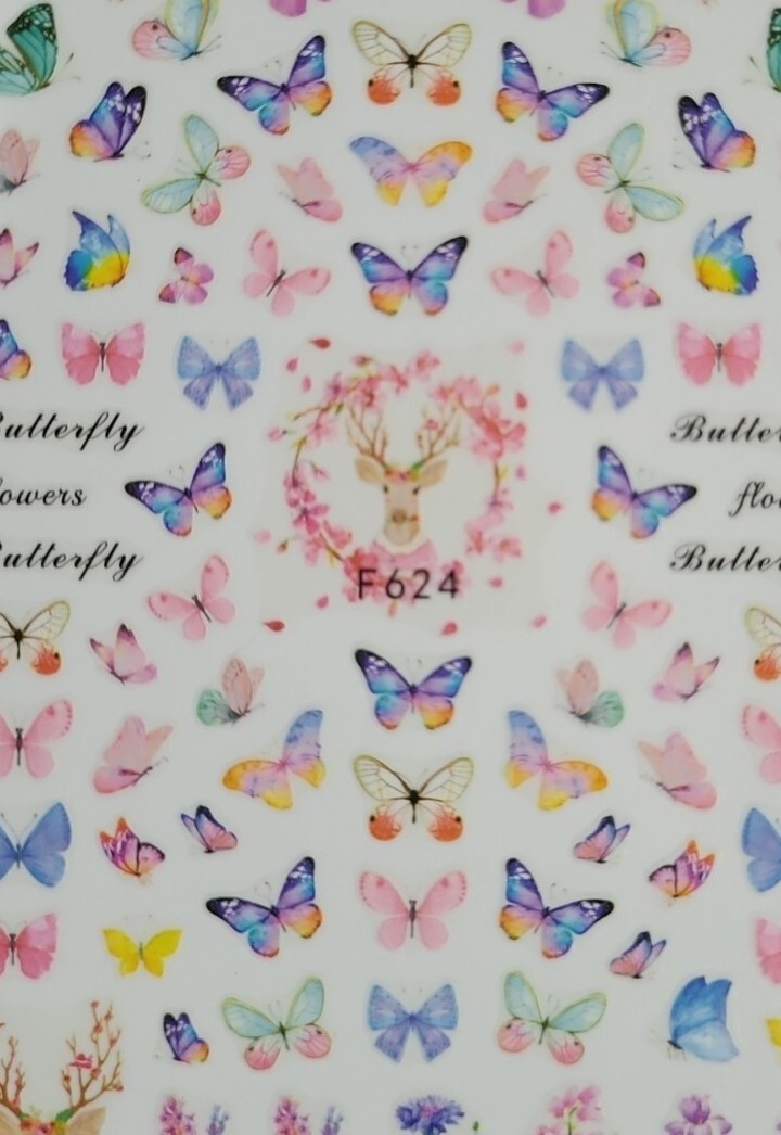 Butterfly Flowers nail art stickers